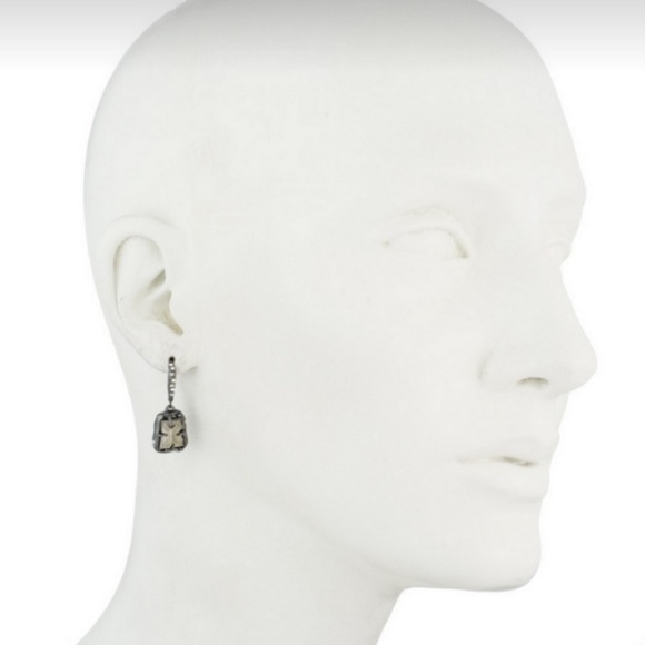 ALEXIS BITTAR • NEW Elements Pyrite Stone Rocky Drop Gunmetal Earrings - Picture 3 of 13